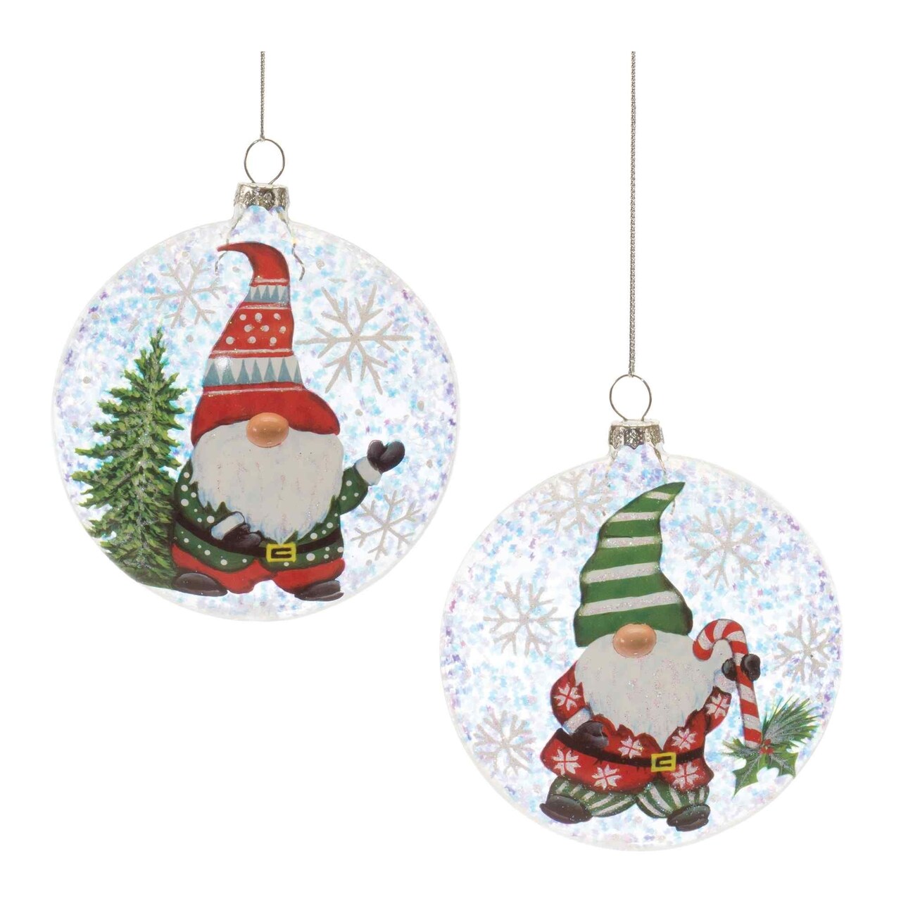 Melrose Gnome Glass Christmas Ball Ornaments - 4" (100mm) - Multi-Color - 12ct